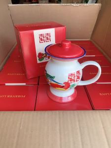 แก้วน้ำเซรามิกสไตล์เรพร้อมฝาปิดสำหรับใช้ในบ้านและสำนักงาน ชุดของขวัญเปิดแก้วน้ำ