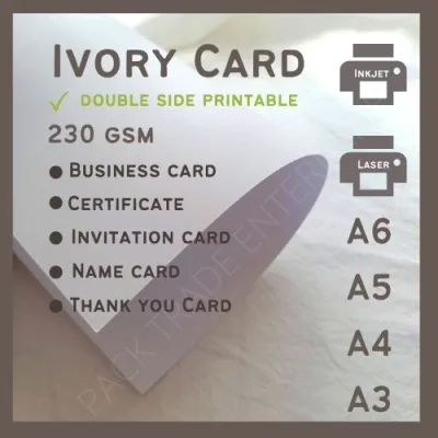 50/ 100 / 200 PCS A4 A3 A5 A6 A7 SIZE IVORY CARD WHITE 230 GSM/ WHITE CARD/ KAD PUTIH/ PUTIH PRINTING CARD/ THANK YOU CARD/ TERIMA KASIH UCAPAN KAD/ NAME CARD/ KAD KAHWIN/ WEDDING INVITATION CARD/ SIJIL PAPER