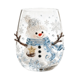 CMIEN7 Santa Claus Christmas Wine Glass 3D Embossed Reindeer Clear Stemmed Cup Festive Decor Tree Raised Glassware Holiday Table Decor