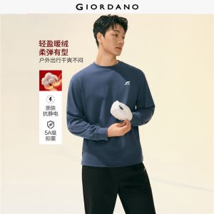 Giordano Men G-MOTION print fleece-lined long sleeve tee Free Shipping 01026788