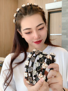Double Bangs Hairstyle Hairpin Beaded Hair Headbands Bangs Hair Clips Braided Hair Clips Double Layer Twist Plait Clips Hairpin Hair Band for Women Girls