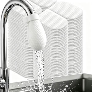 150Pcs Thickened Faucet Filter Cotton with T-strap / Universal Faucet Filter Bags / Portable Anti-splash Tap Water Filter Bag / Kitchen Sink Bathroom Water Filter Mesh