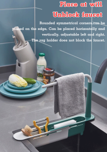 Sink Telescopic Rack Faucet Splash-Proof Drain Rack Anti Non Skid Kitchen Basin Sink