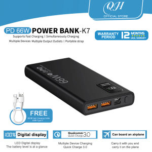 QH original Power bank heavy duty PD66W K7 fast charging 10000mah 12000mah Micro/ Type-C Input USB Output 800000mAh