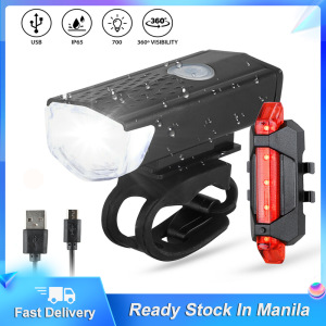 Bike Bicycle Light Set Headlight + Taillight USB LED Rechargeable Set Mountain Cycle Front Back Headlight Lamp Flashlight rechargeable light bike headlight