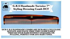 GENTS 7 Inch Tortoise Hair Combs Pack of 3 All Purpose Dressing Styling & Detangling Combs for Barbers Stylists & Everyday Hair Care for Men and Women Cellulose Acetate Peines Para Cabello