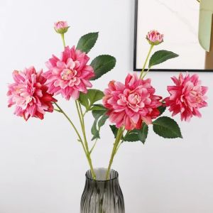 NUBE 76cm Length Artificial Dahlia Flower Long Branch 3 Heads Faux Flower  Floral Arrangement Hydrangea Flower Home Decor