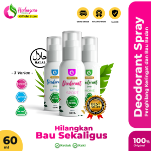 Deodorant spray alami tawas herbal penghilang bau badan dan ketiak original herbazena
