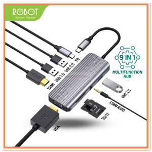 Robot HT590 Multiport 9 In 1 Usb Type C Hub Adapter Aluminium Alloy
