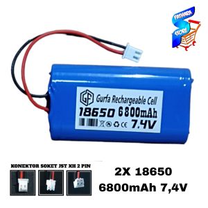 Baterai Rakit Charger/Cas Ulang 18650 Li-ion 7.4volt - 6800mAh Socket Putih