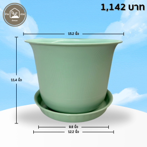 กระถาง กระถางต้นไม้ มินิมอล ถ้วยจีน+จาน ขนาด 15 นิ้ว สีเขียวพาสเทล 10 ใบ ชิ้น อัน