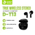 DAP  D-T13 Headset Bluetooth peredam bising HIFI headset gaming olahraga semi-in-ear nirkabel sejati. 