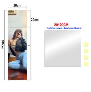 30x30cm HD Mirror Full Body Mirrors Square Self-adhesive Wall Mirror Bent Acrylic Wall Stickers for DIY Living Room Bathroom Home Decoration