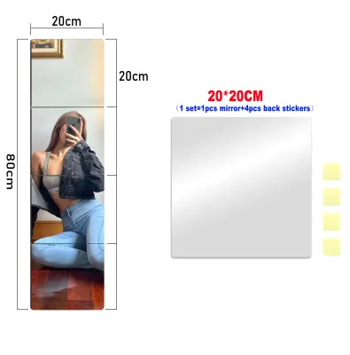 5Pcs 20*20/30*30cm Acrylic Mirrors Set Square High-definition Self Adhesive Mirror Tiles Flexible DIY Acrylic Mirror Tiles Full Body Mirrors Thick Soft Unbreakable Wall Stickers Reflective Wall Mirrors Living Room Home Decor