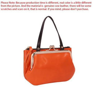 Royal Bagger Coin Purse for Women Genuine Cow Leather Handbag Vintage Kiss Lock Clutch Wallet Large Capacity Storage Bag 1478