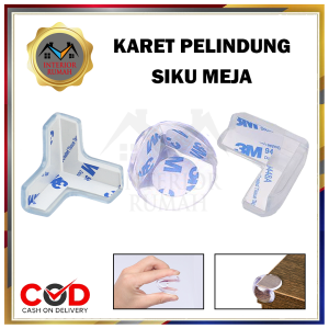 Pelindung Siku Meja Pengaman Sudut Sudut Meja Model Karet Pelindung Siku Meja Tempelan 3M (Isi 4 Pcs)
