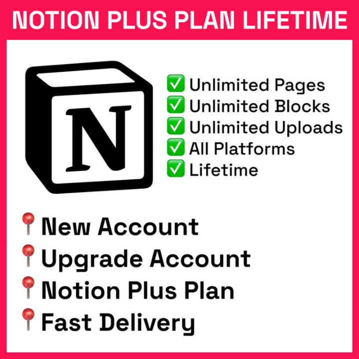 Notion Plus Plan Account Lifetime Not Shared Account  New Account Upgrade Account  All Notion Platform Suppor