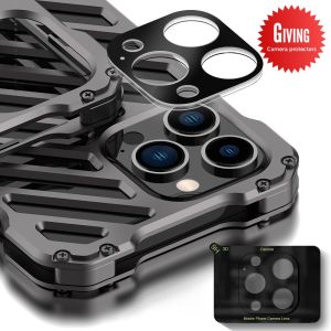 R-just Metal breathability Phone Case For iPhone 16 15 14 13 12 Pro Max Seismic and anti fall Covers