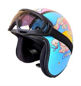 Helm Anak Bogo Retro Karakter Kartun Warna-Warni dengan Visor Kacamata - Usia 2-6 Tahun