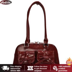 [Vodool Tool Outlet] Women Daily Commuting Bag with Bow PU Leather Small Tote Bag for Travel Vacation