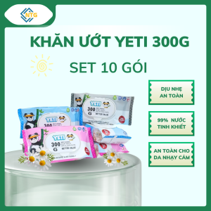 Combo 10 gói khăn giấy ướt Yeti 300g mix 3 MÀU Khăn không mùi chất vải bi dày khổ 11x16 mềm mịn không xổ lông KHÔNG CỒN CÓ THỂ DÙNG CHO BÉ  Hàng xuất khẩu giá siêu tiết kiệm