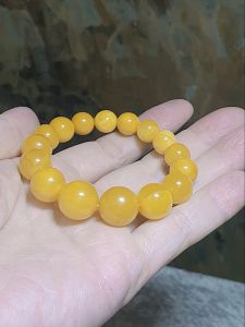 9.7mm to 13.9mm progressive size aged Baltic Butterscotch Amber bracelet  [Natural Crystal] 9.7至13.9毫米老蜜蜡手链