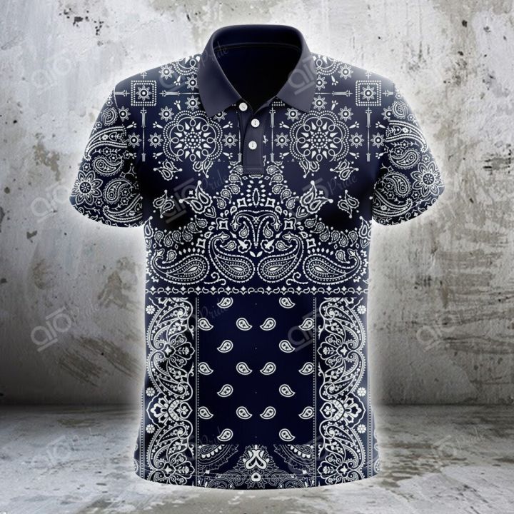 New DARK BLUE BANDANA Polo shirtsize: xs-6xl fashion Casual Long