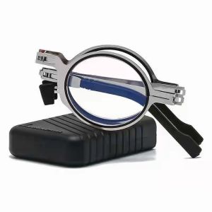 KISSCAT พับเก็บได้ พกพาสะดวก หญิง พร้อมกล่อง แว่นตาคอมพิวเตอร์ กรอบกลม สแควร์ แว่นตาสายตายาว แว่นอ่านหนังสือ แว่นตา presbyopic ป้องกันแสงสีฟ้า