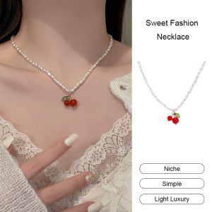 🔥Felice👍Sweet Fashion Necklace Pearl Cherry Necklace Women Versatile Simple Personalized Clavicle Chain