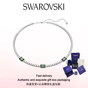 ♈Swarovski♈ Stylish Womens Jewelry The New S925 Sterling silver mixed cut green Crystal Gem matrix tennis necklace Valentines Day gifts birthday gifts Free genuine gift box