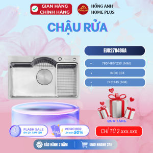 Chậu rửa bếp inox Eurogold EUD27848GA SUS 304 lắp âm bàn kích thước lớn thiết kế hiện đại