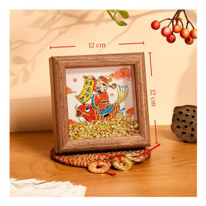 SG CNY Decoration Photo Frame Gift Display with Well Wishes God Of Fortune & Gold Ingots