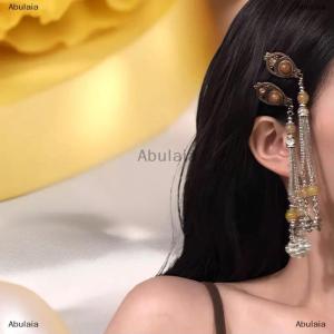 [COD] Abulaia Fashionable Zircon Butterfly Tassel Hair Clip Elegant Ethnic Style Hairpin Headdress Retro Side Clip Hair Accessories