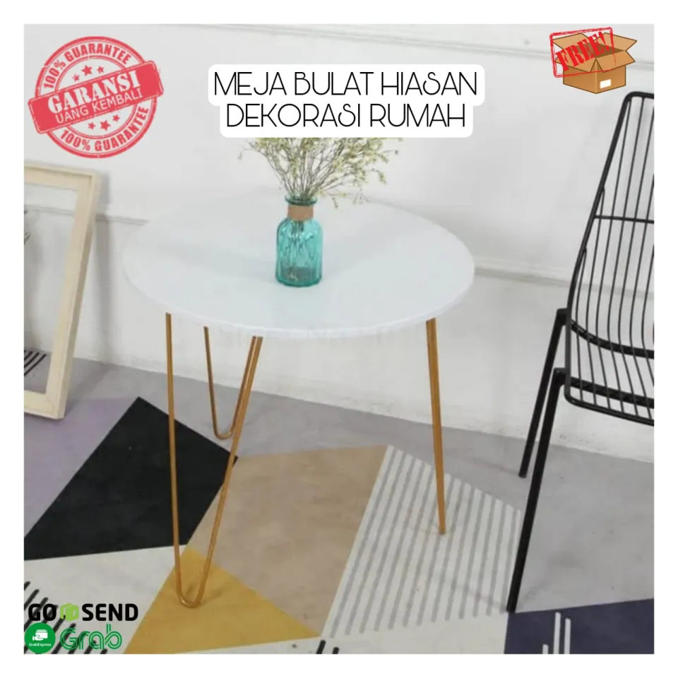 Meja 60cm Teras Hias Bulat Table Round Coffe Meja Gold Tinggi 70 cm Sudut  minimalis Tamu