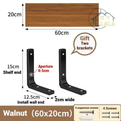 LALA Wall shelf bookshelf Wall mounted unpainted board Suspended storage board Drilling rack Load capacity 30KG Raf dinding rak buku pengeboran壁挂置物架