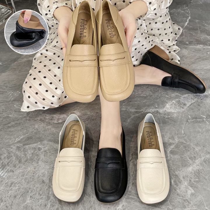 Two-Way Wear Soft Bottom Leather Shoes Women's 2024 New Spring Shoes ...