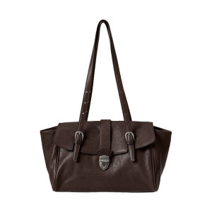 In-stock genuine vegetable-tanned sheepskin baguette briefcase new casual retro commuter handbag shoulder bag for women