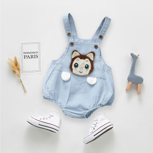 IENENS Summer Baby Boy Girl Bodysuit Overalls Jumpsuit Cartoon Cotton Sleeveless Pants Outfits Newborn Shorts Clothes Toddler Infant Kids Denim Clothing Jumpers Dungarees 6 12 24 Months