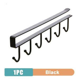 J.C 6 Hooks Cup Holder Hang Kitchen Cabinet Shelf Storage Rack Organizer Tools