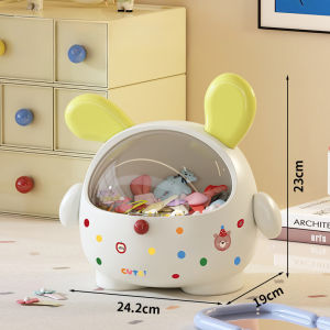 MIAOURLG กล่องเก็บของตั้งโต๊ะ ความจุสูง กระต่าย กันฝุ่นพร้อมฝาปิด ที่เก็บเครื่องเขียน จัดระเบียบโต๊ะทำงาน