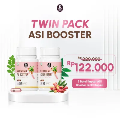 [TWIN PACK] MamaBear TWIN PACK ASI Booster Isi 30 Kapsul [2 PCS] Pelancar ASI Fenugreek Free Halal BPOM