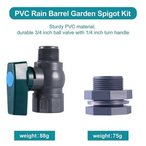 3/4 Inch Faucet Barrel Kit Water Barrel Spigot PVC Fittings Ball Valve For Water Tanks Aquariums Garden