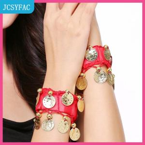 JCSYFAC 1pcs Belly Dance kim loại đồng xu Vòng tay belly dance cổ tay mắt cá chân còng Vòng tay chiffon Vàng xu belly dance phụ kiện