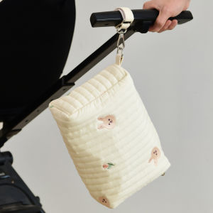 HamshMoc Baby Stroller Organizer Bag With Adjustable Hanging Strap Embroidery Design Large Storage For Mom