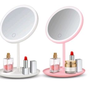 Cermin rias LED Mirror bulat tombol touch screen/kaca Cermin Make up- Kaca Rias Lucu