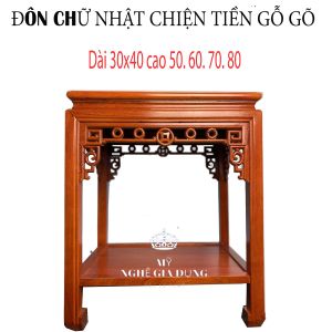 Đôn chiện chữ nhật kê đô nội thất gỗ gõ mặt 30x40