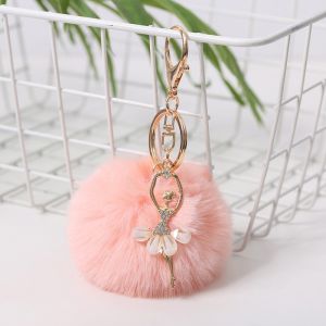 Plush Keychain Cute Fluffy Elf Rex Rabbit Hair Pendant Imitation Coal Ball Colorful Cute Bag Pendant Gifts