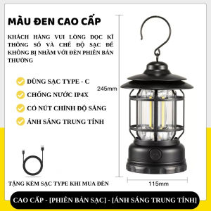 Đèn Bão Cắm Trại Tích Điện Siêu Sáng Đèn Bão Măng Xông Tích Điện Cao Cấp Cắm Trại Picnic Dã Ngoại Phukienprocare