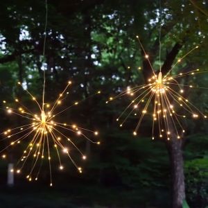4pcs/pack suspended solar outdoor fireworks lights 240LEDs courtyards gardens trees tents camping Christmas decoration