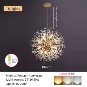 Nordic pendant light Crystal living room lamp Bedroom chandelier High ceiling dining room lamp Interior decorative lamp